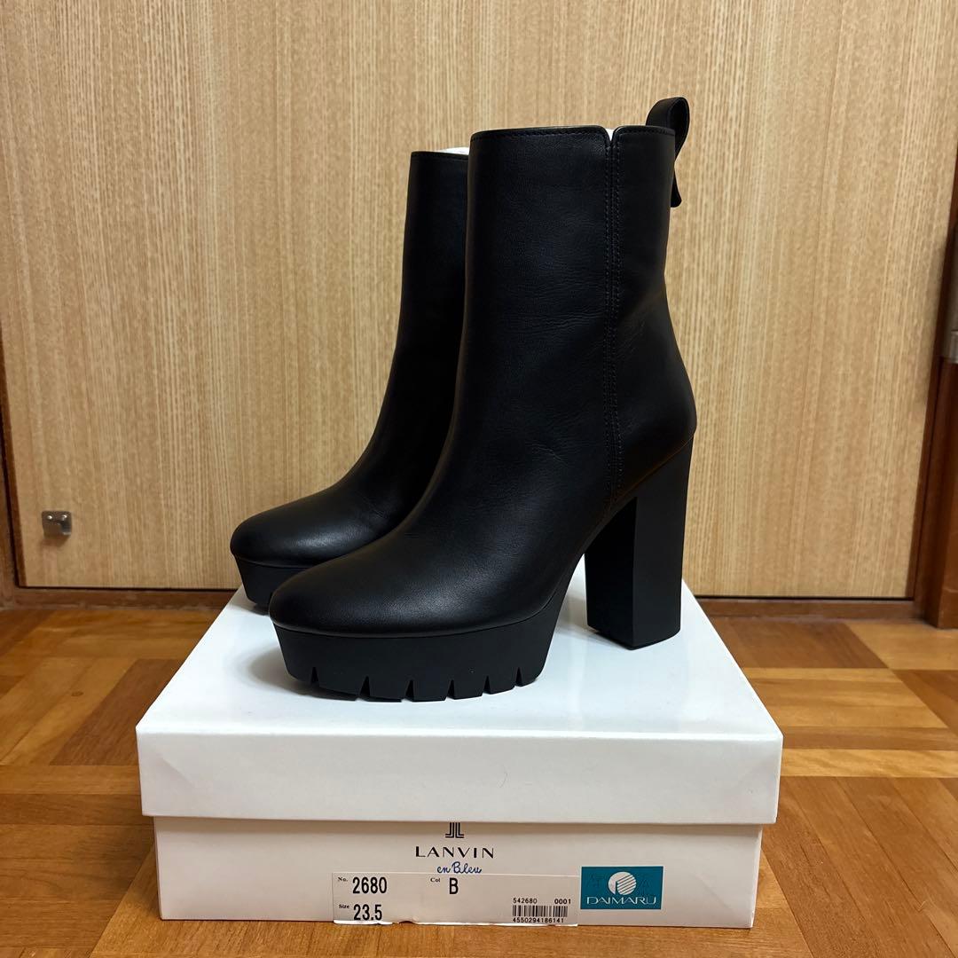 はぴ　LANVIN ブラック プラットフォームブーツ 23.5cm