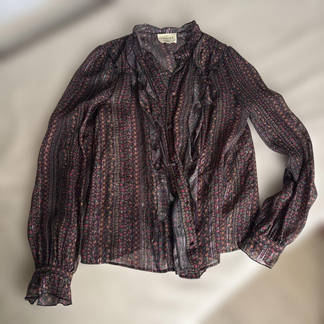 SÉZANE フリル付き花柄シャツ 36