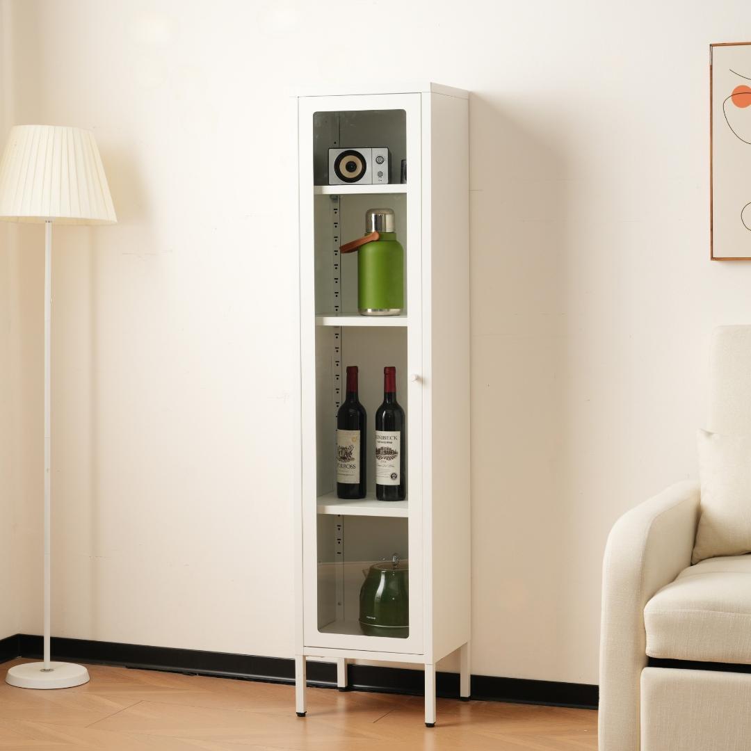 ホワイト キャビネットスリム　リビング収納 幅35*奥行30*高さ150CM