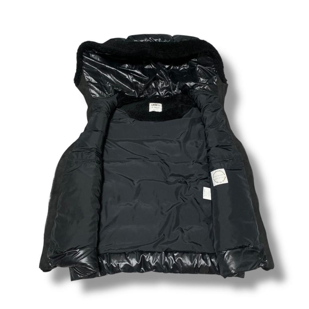 美品 XLサイズ エンメティ ダウンベスト ムートン 切り替え ブラック 黒