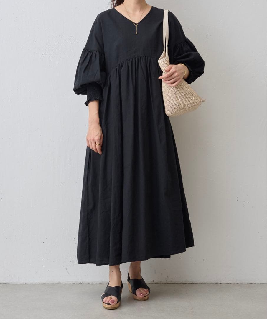 ビアズリー　リネンギャザーワンピース　タグあり未使用