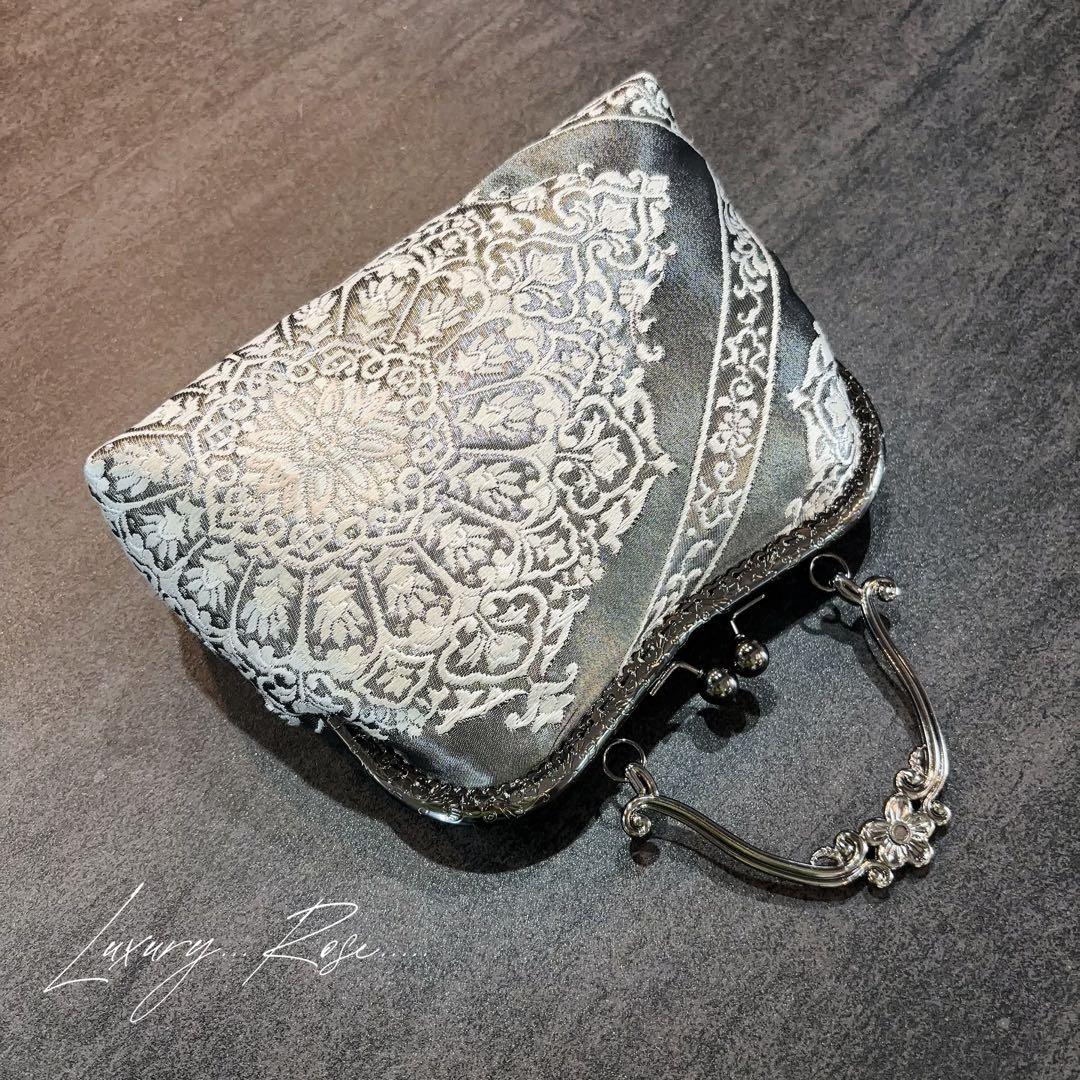 9月新作！数量限定希少ブラック金箔♡格の高い華紋柄の最高級西陣帯バッグフォーマル