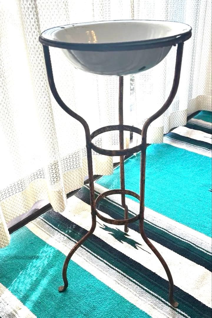 アンティーク消毒ホーロースタンド　レトロ