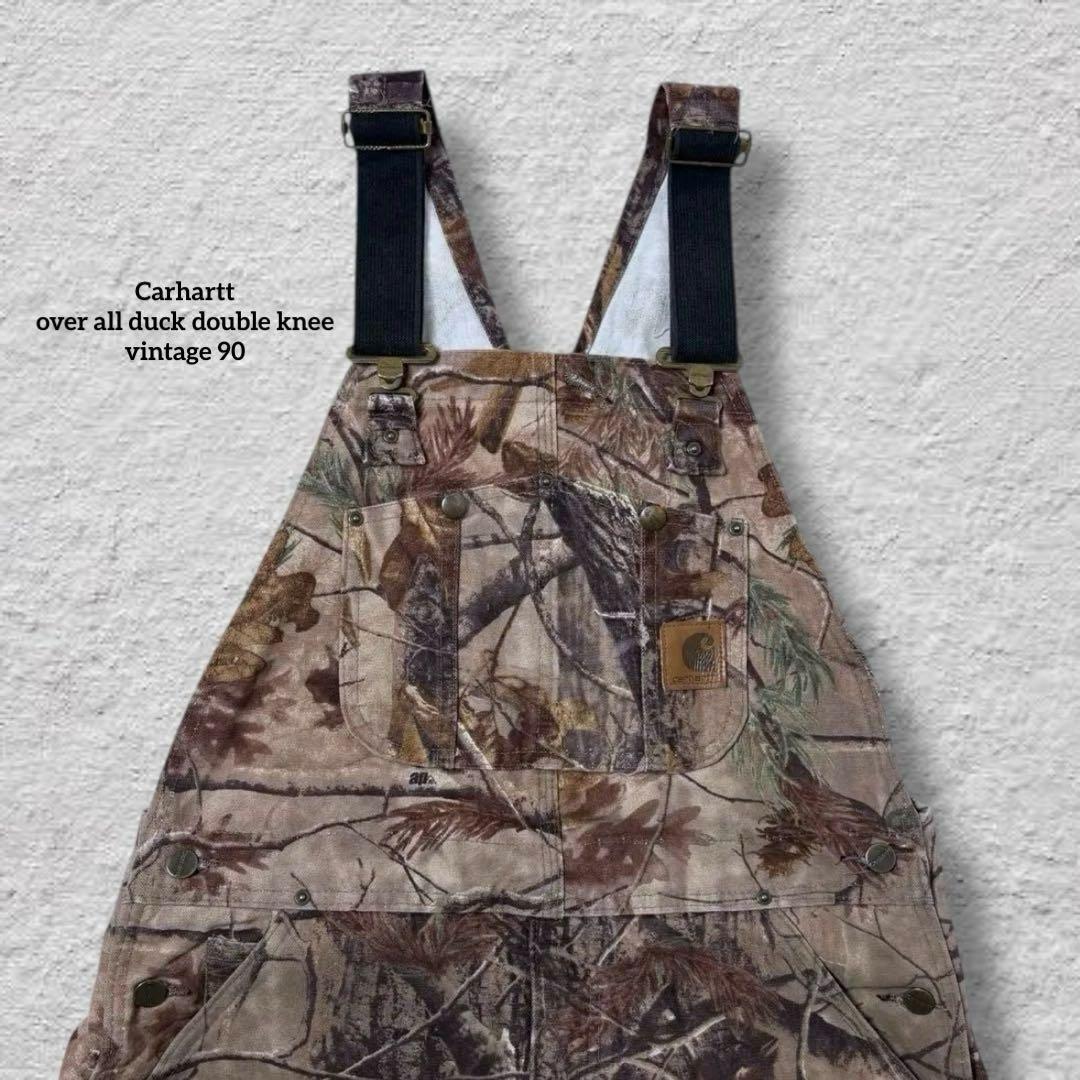 しんしんカーハートオーバーオールダブルニーリアルツリー90sダック地