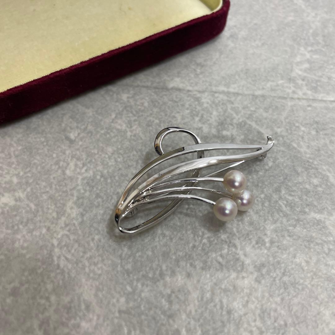 MIKIMOTO ミキモト 真珠 パール シルバー ブローチ