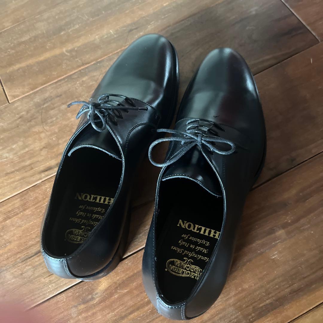 HILTON ブラック レザー ドレスシューズ