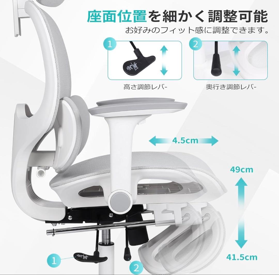 オフィスチェア メッシュ デスクチェア 独立型3ゾーンランバーサポート