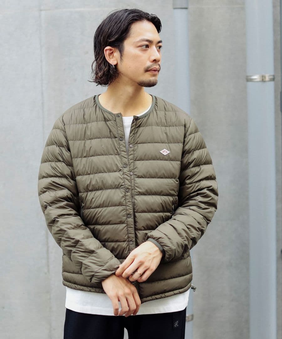 ★美品★DANTON ノーカラーインナーダウン ジャケット　サイズ　M