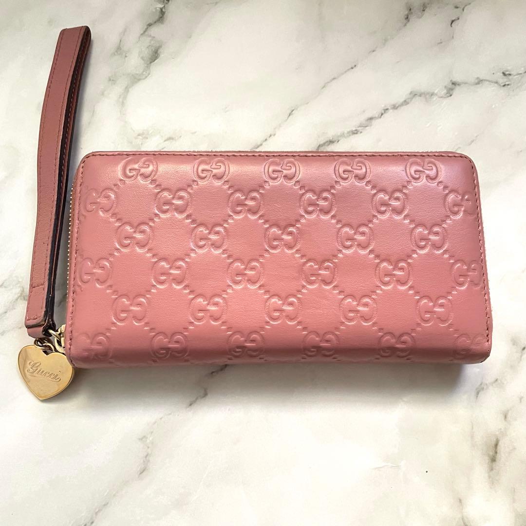 グッチGUCCI シマレザー　長財布　ラウンドファスナー　0111-⑥