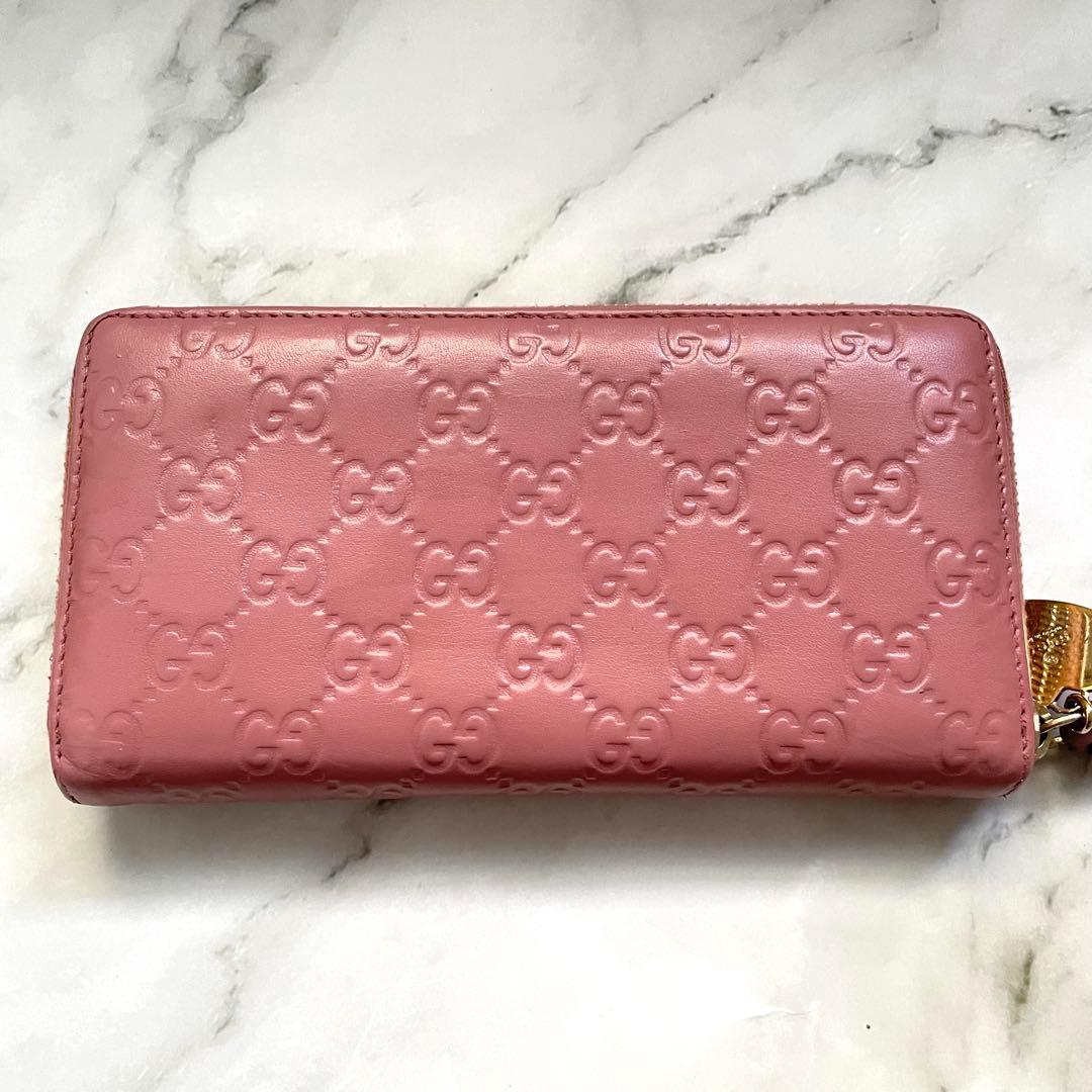 グッチGUCCI シマレザー　長財布　ラウンドファスナー　0111-⑥