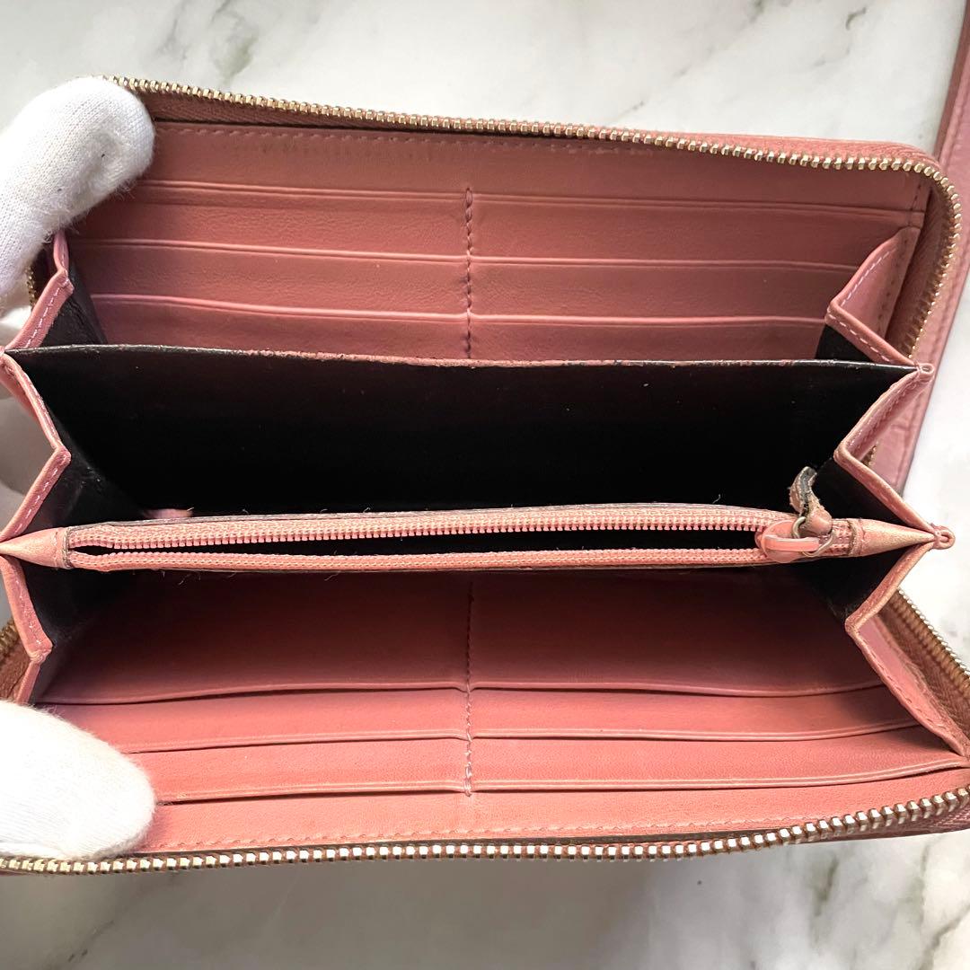 グッチGUCCI シマレザー　長財布　ラウンドファスナー　0111-⑥