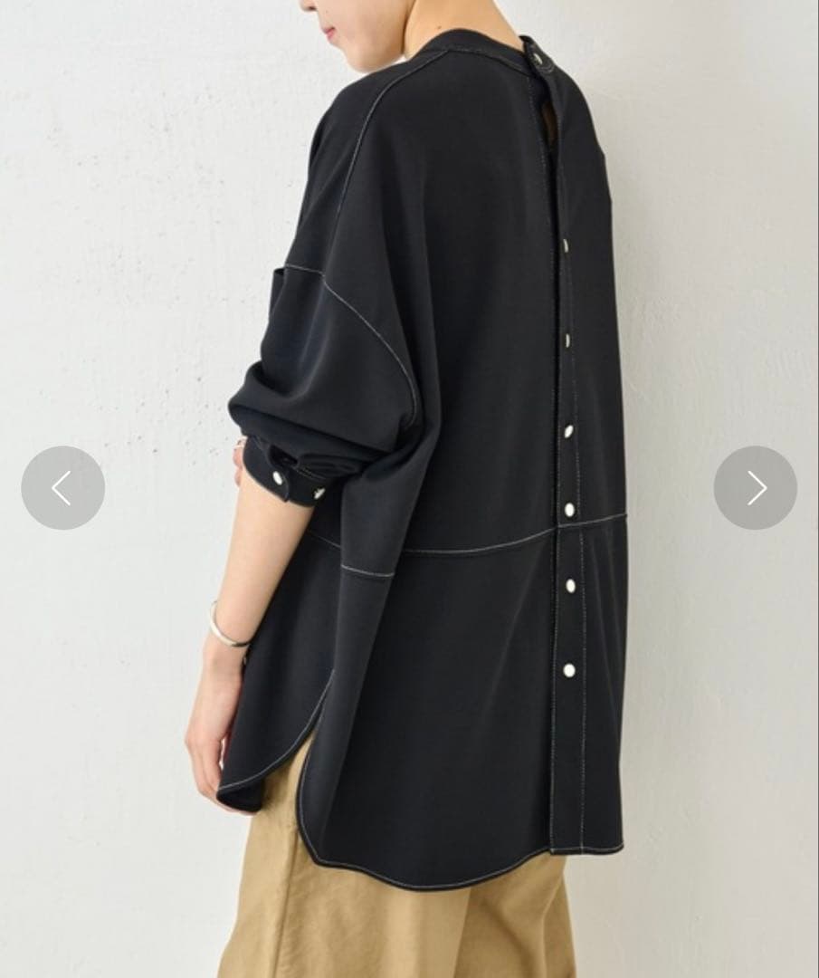 新品タグ付　ビアズリー　 配色ステッチジョーゼット　チュニック　カットソー