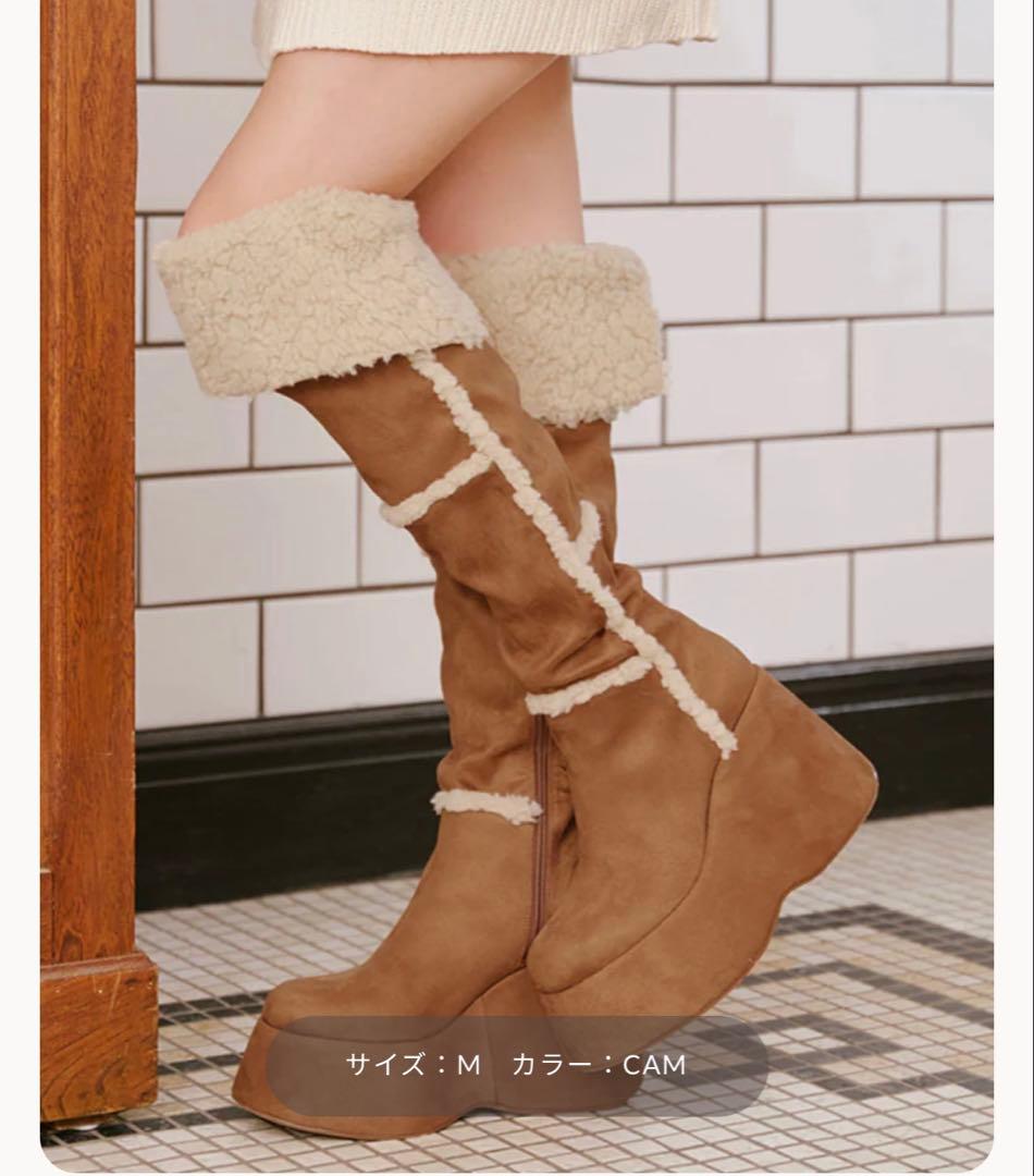 ダーリッチ　フェイクムートンニーハイブーツ　CAM