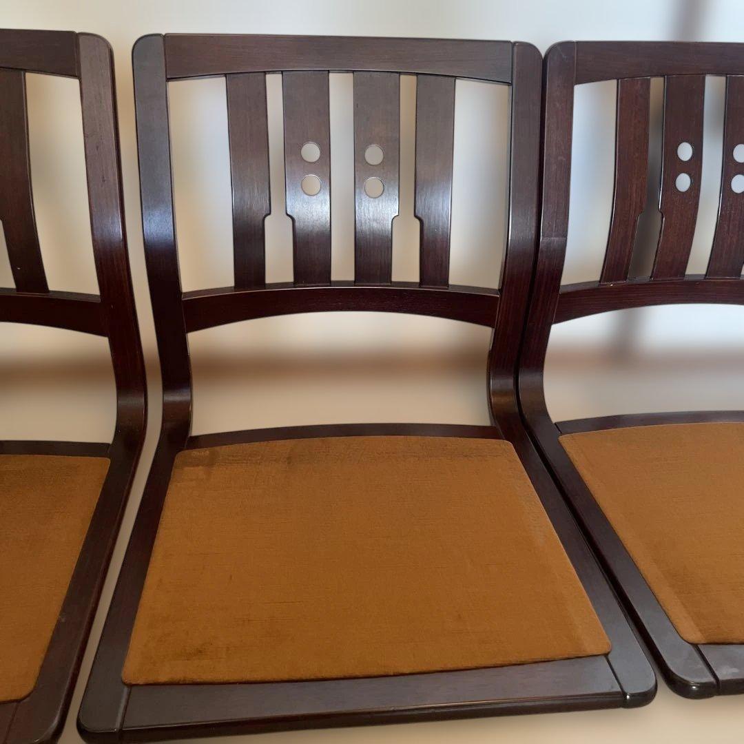 カリモク　座椅子　ダークブラウン 木製 スラットバック 4脚セット