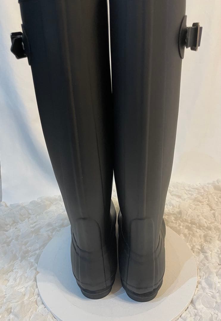 ✨未使用級✨訳あり大特価‼️HUNTER ブラック 長靴 バックル付き　25
