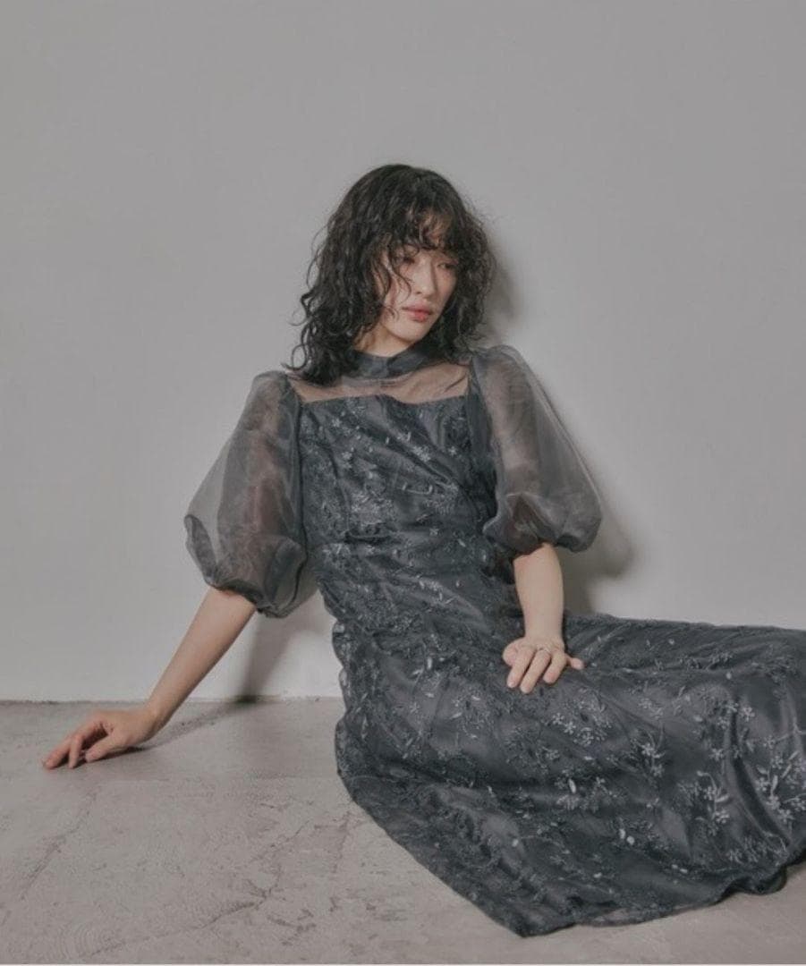 niana ニアナ オーガンジーパフスリーブ刺繍レース S 結婚式