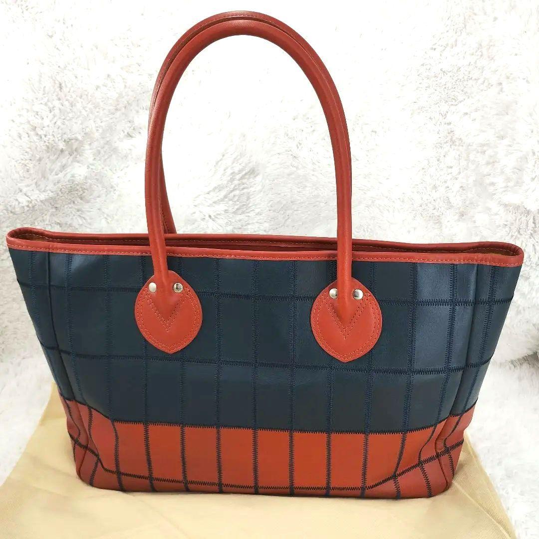 美品✨️トライオン パネルレザー トートバッグ パッチワーク レザー A4可