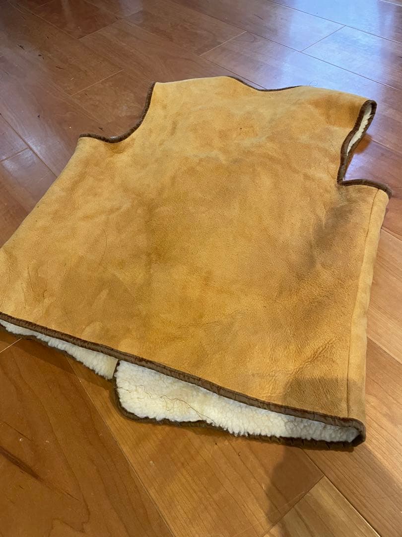 ヴィンテージ　ムートン　ボア　ベスト　70s 80s レザー　ファー