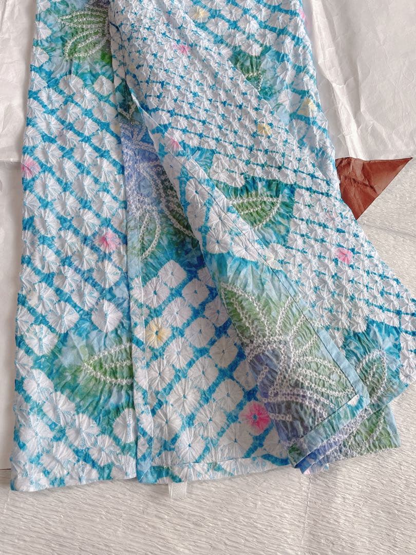 SALE価格❣️美品✨ 有松絞り 有松鳴海絞り 花模様 浴衣 紫陽花カラー