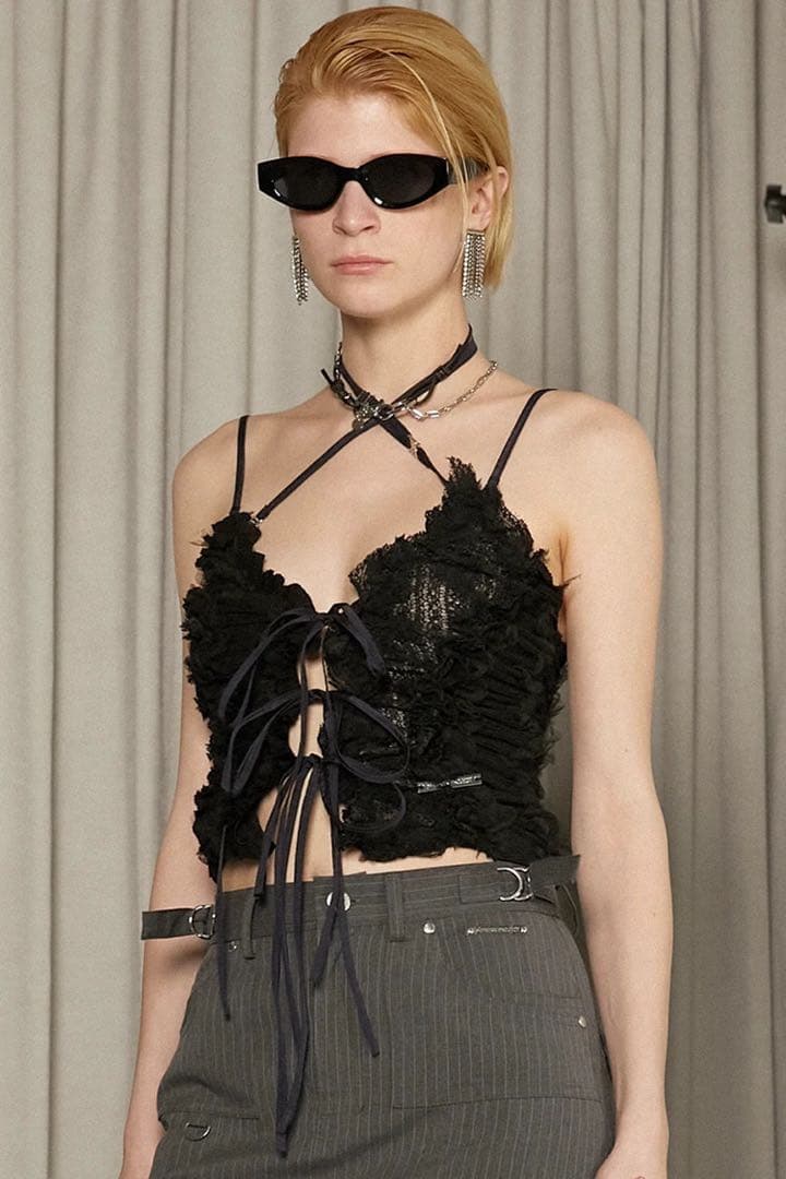 トップス PRANK PROJECT Mesh Tulle Halter Top