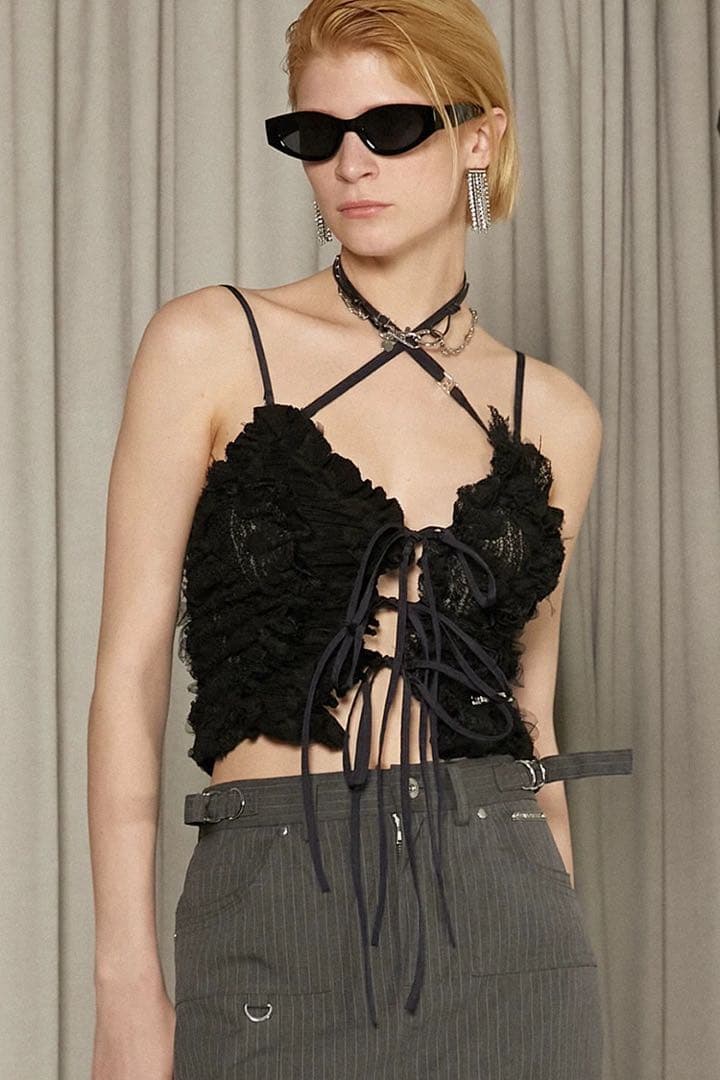 トップス PRANK PROJECT Mesh Tulle Halter Top