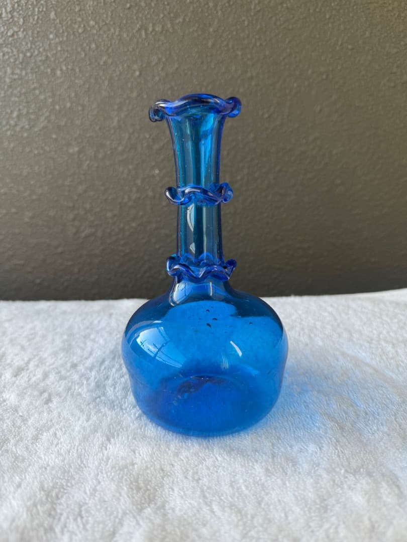 倉敷ガラス 小谷真三先生　花瓶(一輪挿し)　小谷ブルー