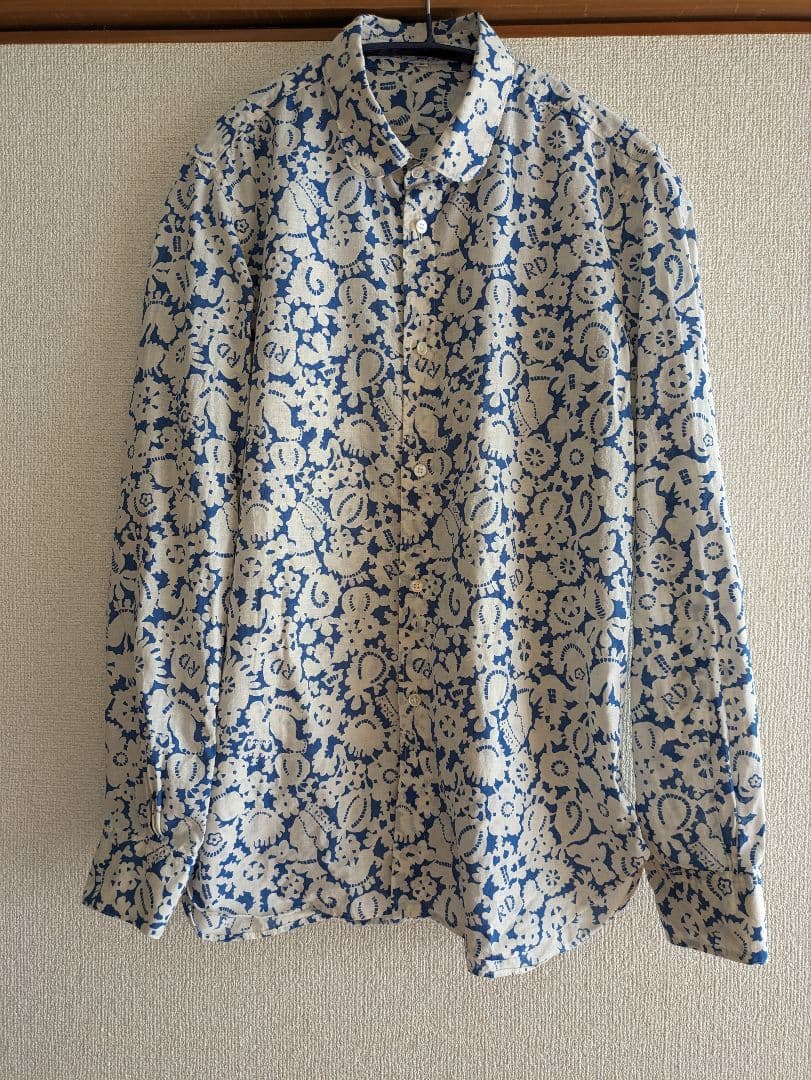 オールドマンズテーラー　モノトリックプリントラウンドカラーシャツ L