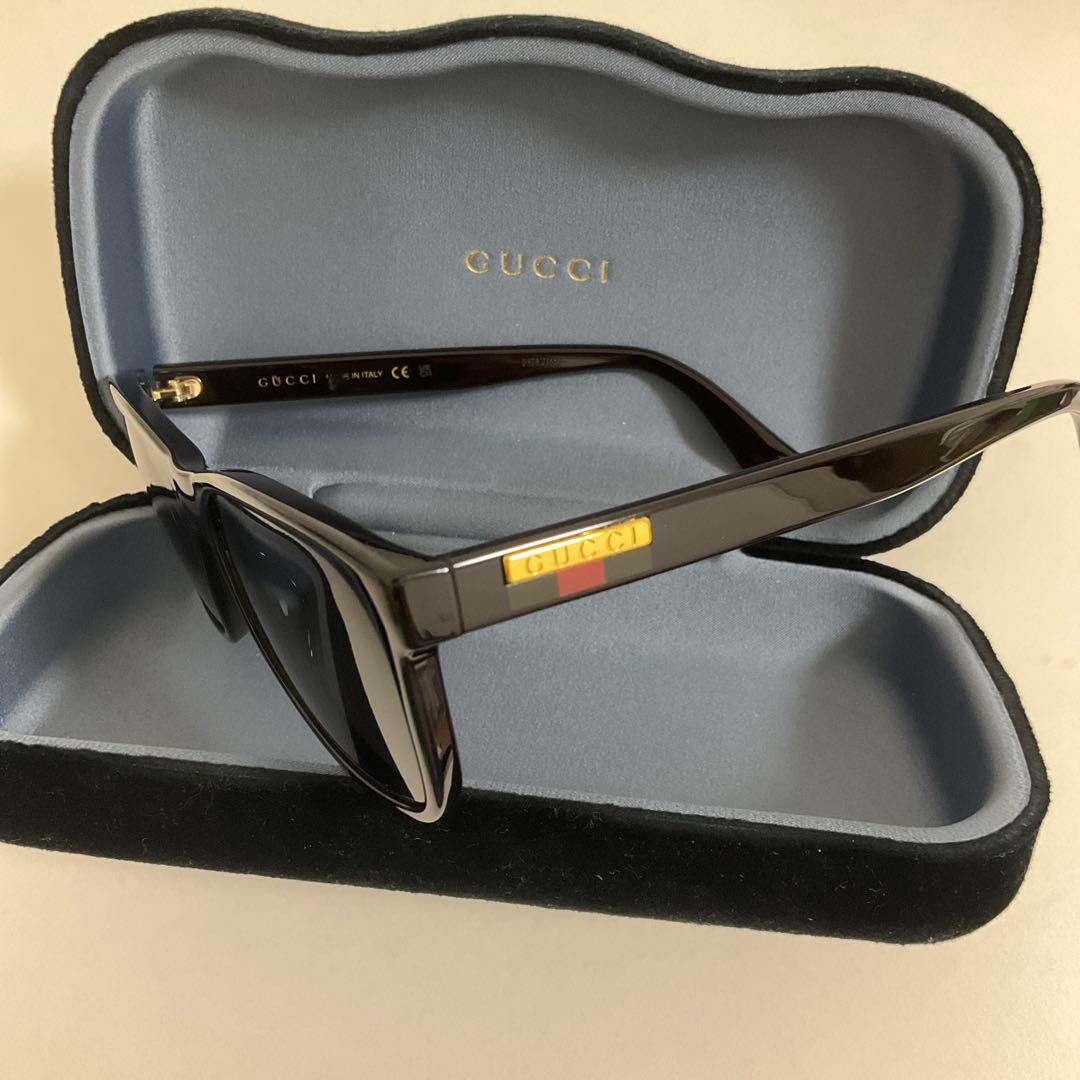 グッチ GUCCI サングラス スクエア　太ブチ　ブラック　金