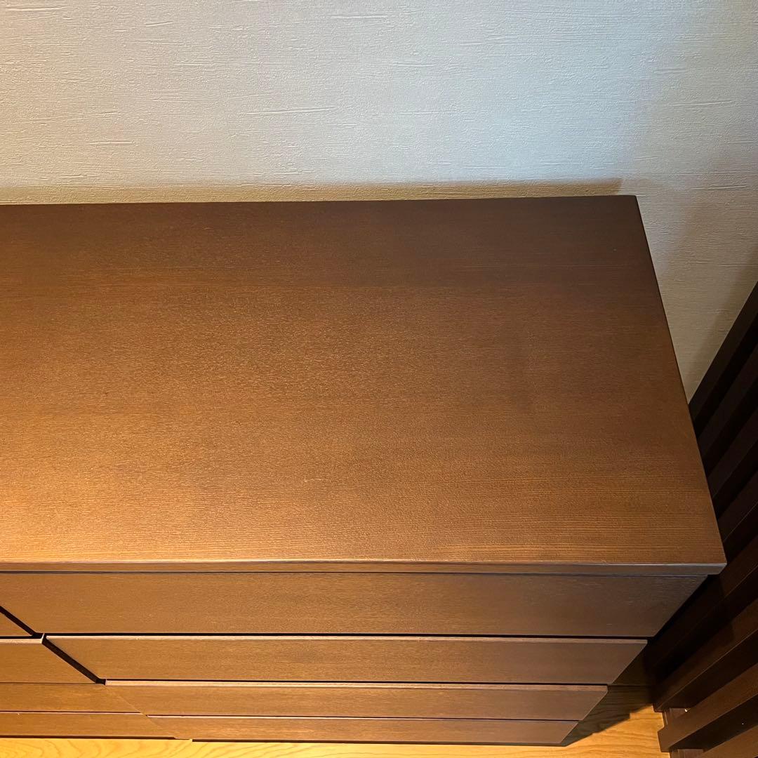 無印良品 木製チェスト 4段ワイド タモ材突板 ダークブラウン