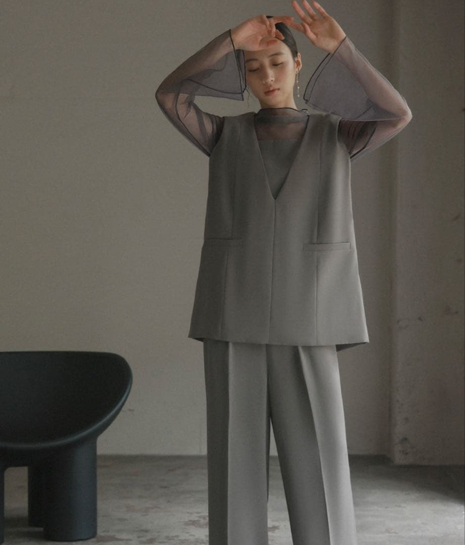 ガール　チュールレイヤードトップス・ワイドパンツ セットアップ 2点セット