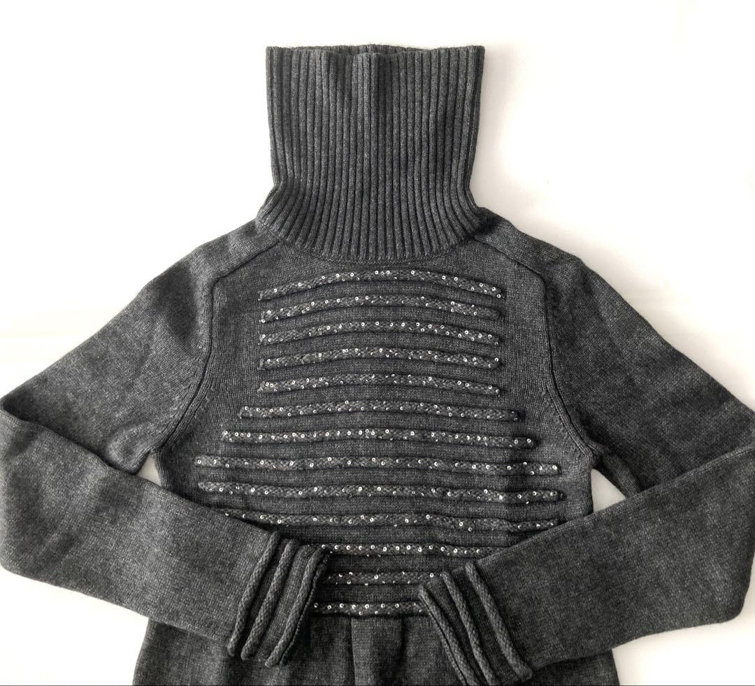 美品★スーパービューティー ニット ワンピース スパンコール ビジュー　カシミヤ