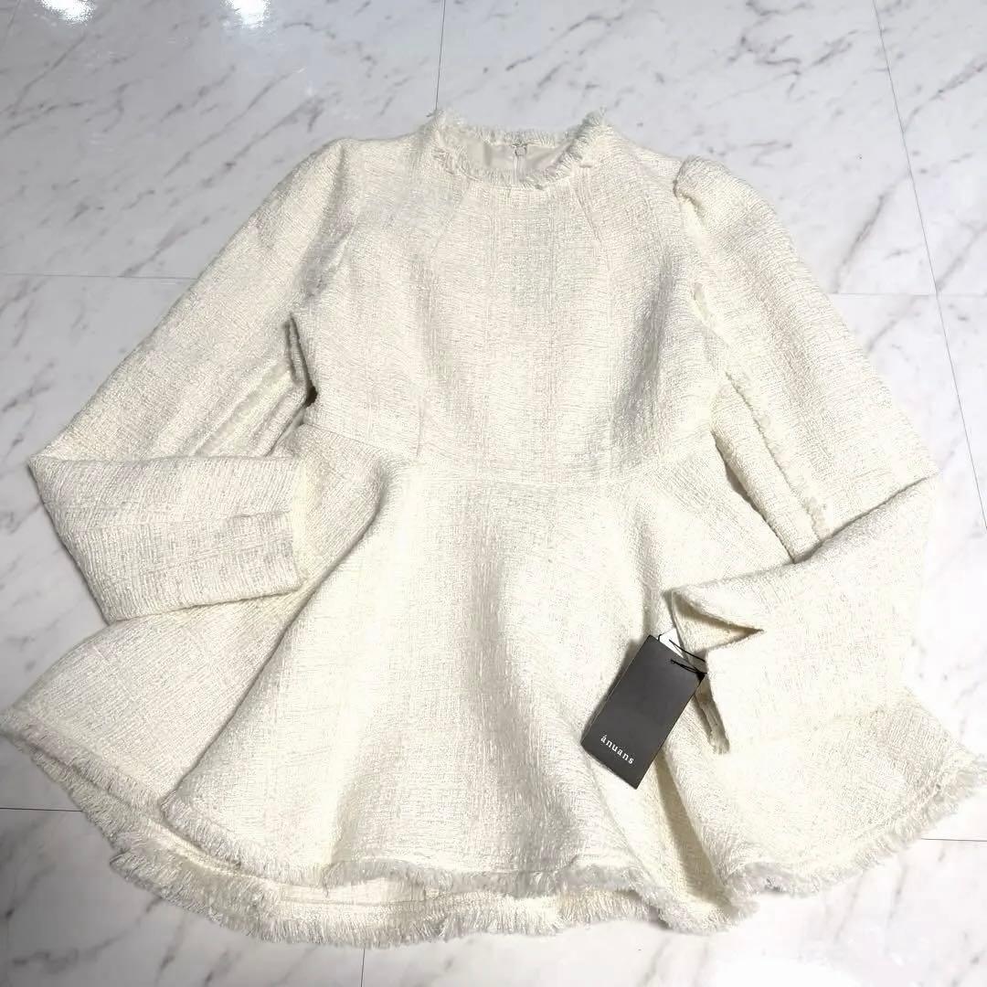 【新品タグ付き】2025✨️完売 アニュアンス ツイードペプラムブラウス 美ライン