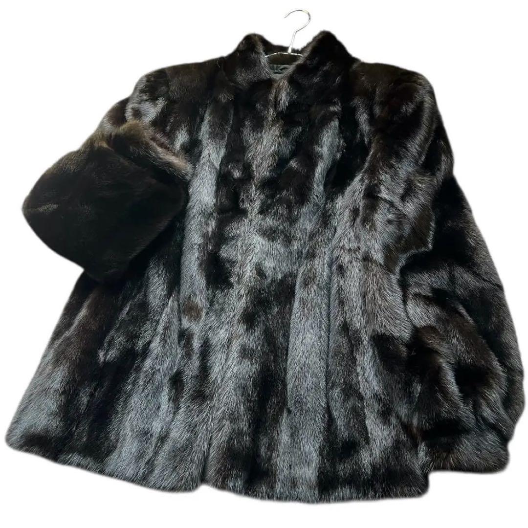 希少デザイン 袖太デザイン ブラックミンク 艶◎ なめし柔らか