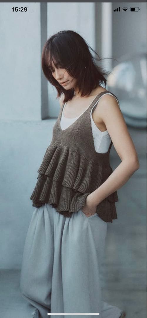 新品CADUNEカドゥネ　リネンライクティアードキャミ　茶