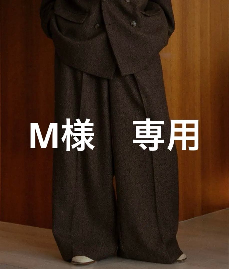 soerteワイドストレートヘリンボーンスラックス