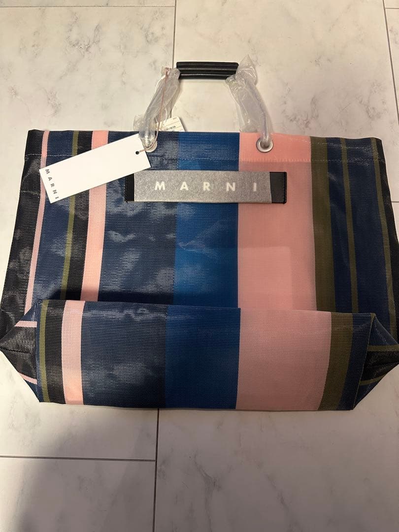 値下げ！新品未使用マルニMARNI MARET ストライプエコバッグ