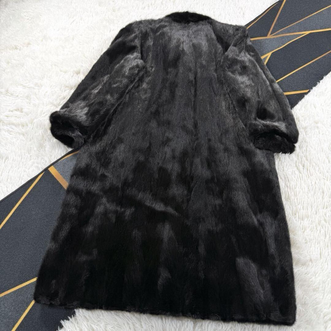 美品 総丈113㎝ サガミンク ブラックミンク コート XL ロング AA190