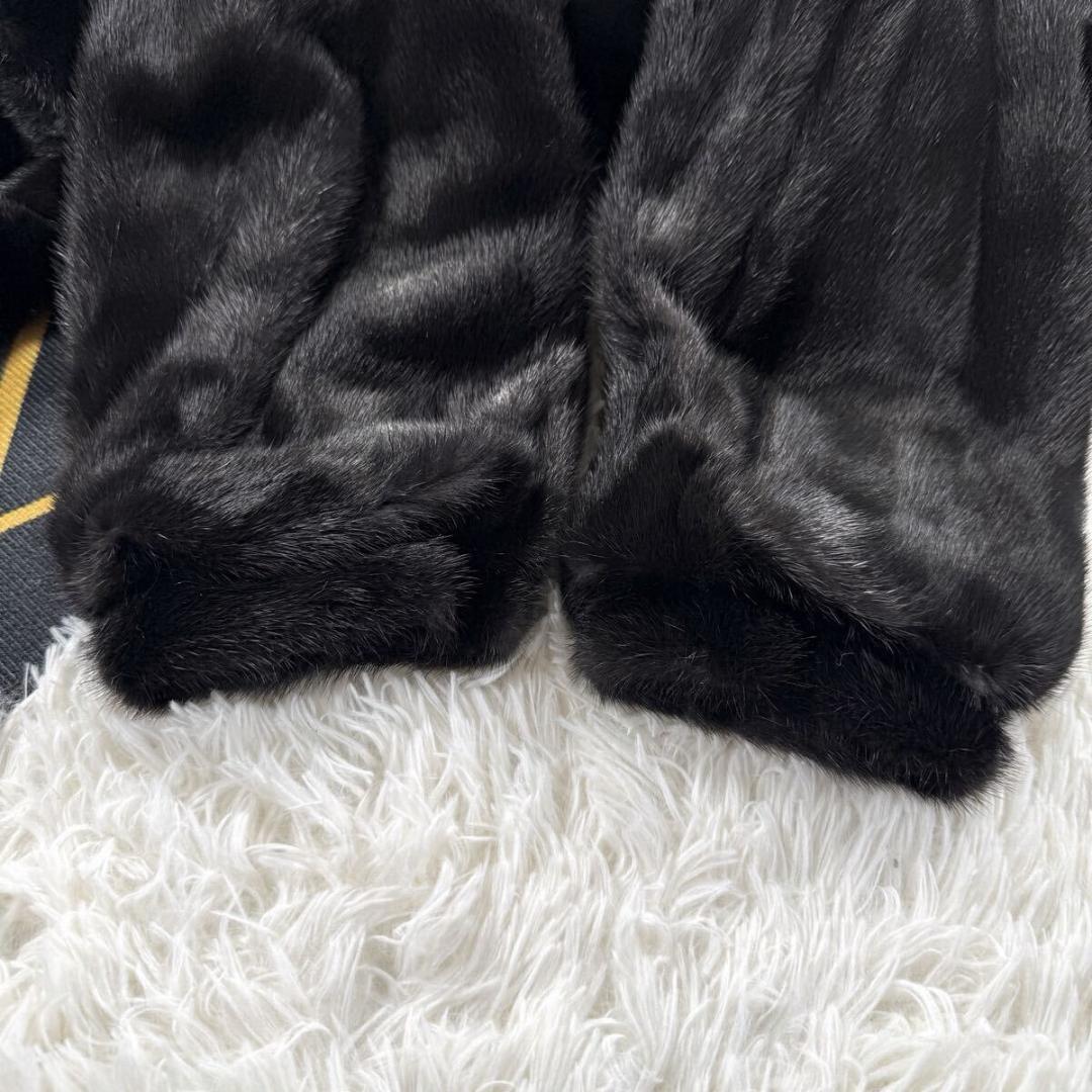 美品 総丈113㎝ サガミンク ブラックミンク コート XL ロング AA190