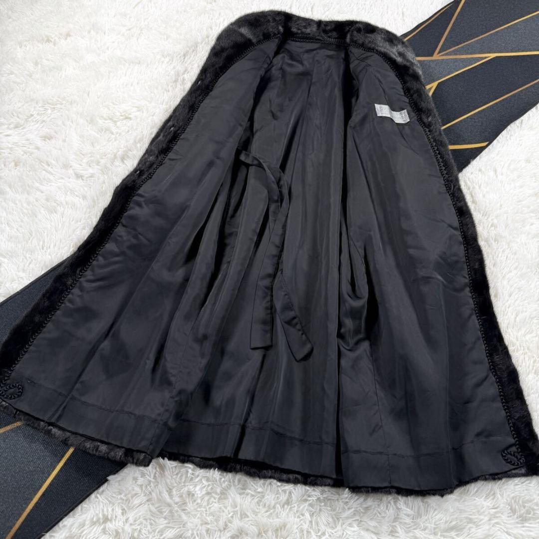 美品 総丈113㎝ サガミンク ブラックミンク コート XL ロング AA190