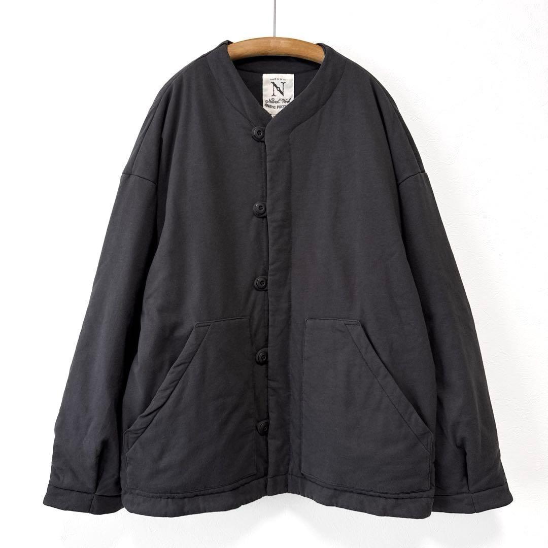 RNA-N 中綿カットソージャケット ノーカラー オーバーサイズ スミクロ