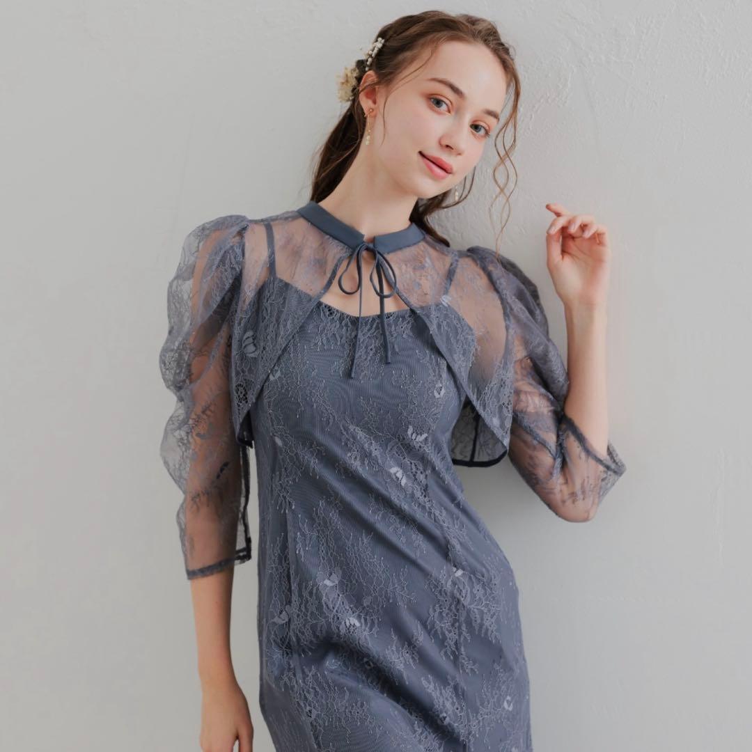 Dorry Doll　ドリードール　 ボレロレイヤーレースドレス　ブルー　L