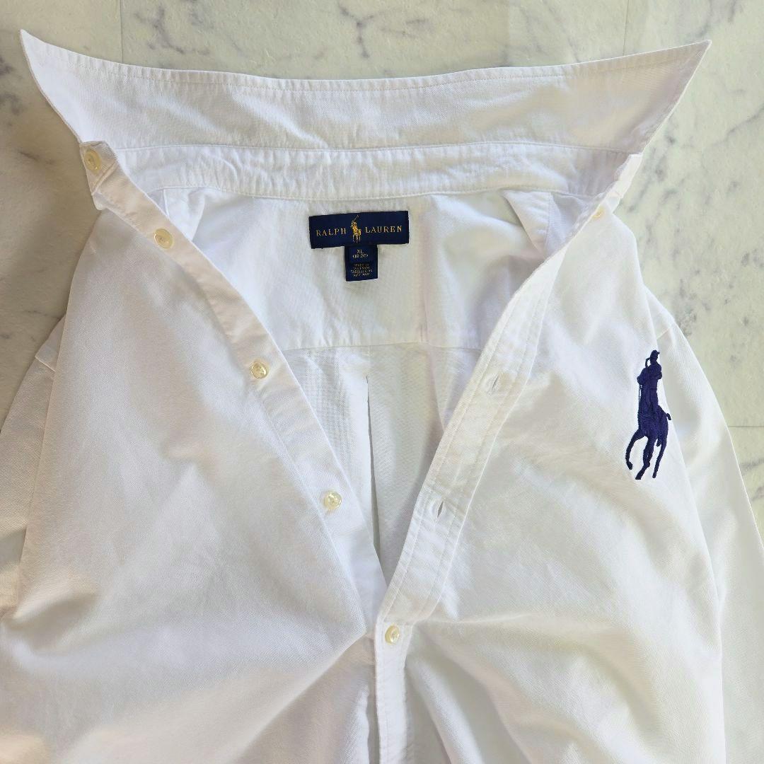 ラルフローレン 白 ホワイト 長袖シャツ ビッグポニー刺繍 L相当