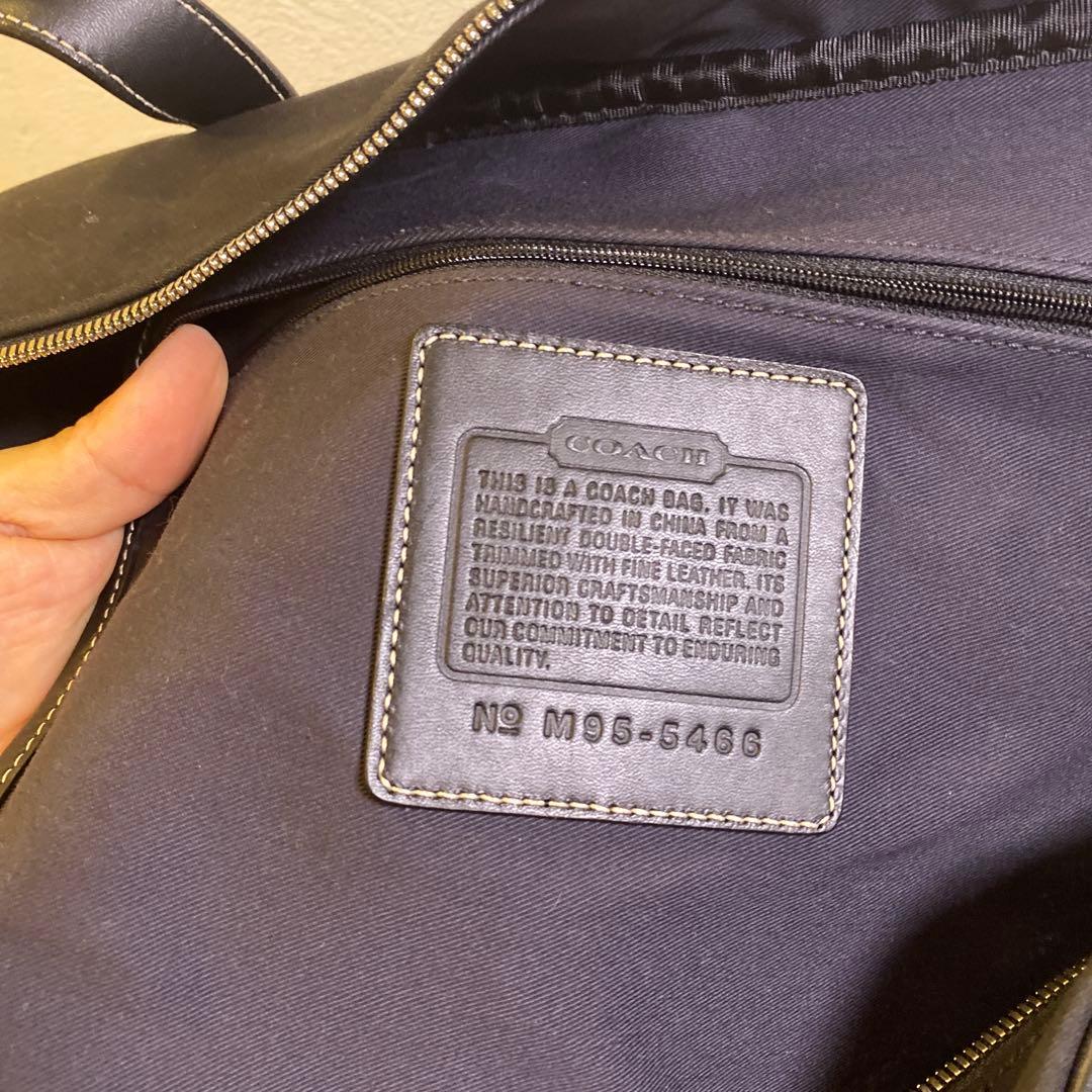 【美品】COACH コーチ　ブラック ボストンバッグ　レザー　ナイロン