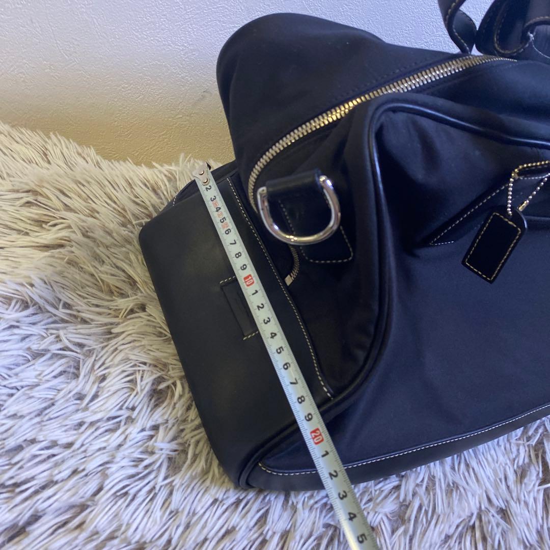 【美品】COACH コーチ　ブラック ボストンバッグ　レザー　ナイロン