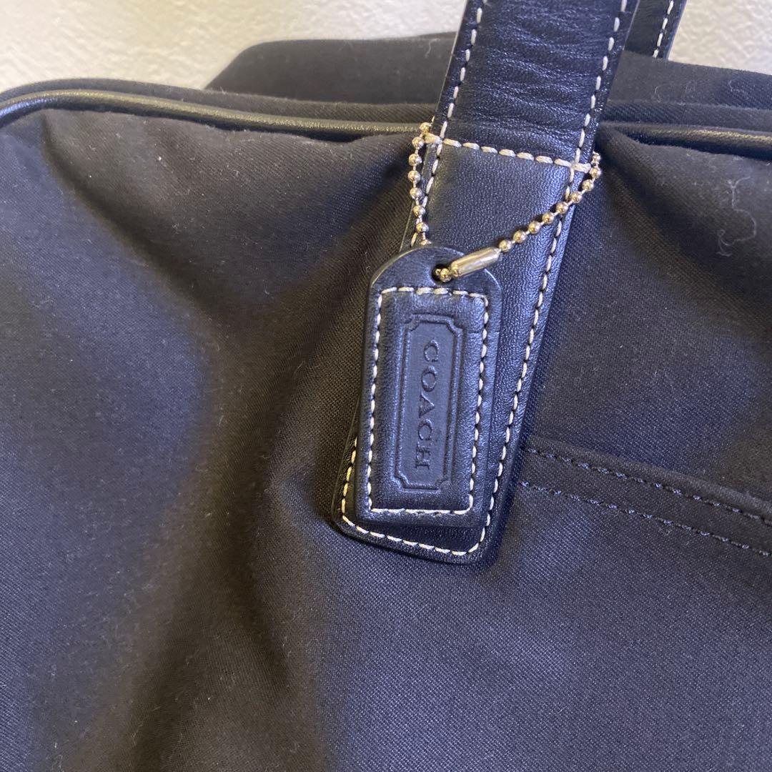 【美品】COACH コーチ　ブラック ボストンバッグ　レザー　ナイロン