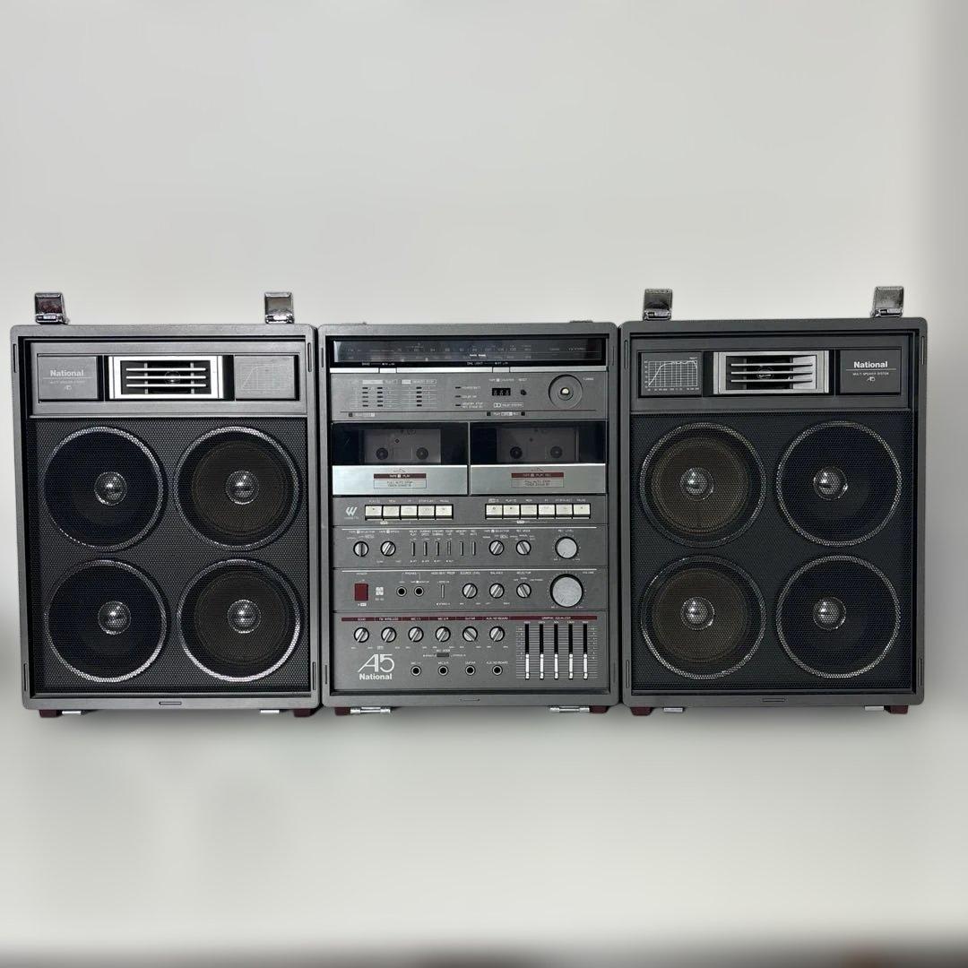 希少品National 大型ダブルカセットステレオシステム（ジャンク品）
