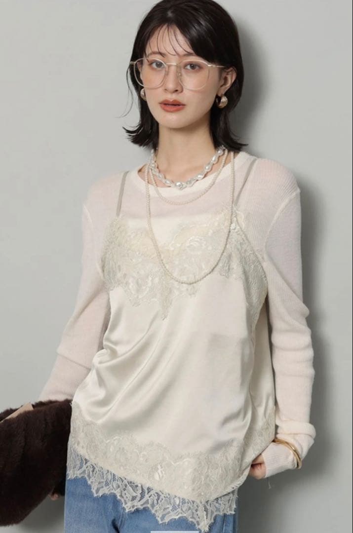 レースサテンキャミ