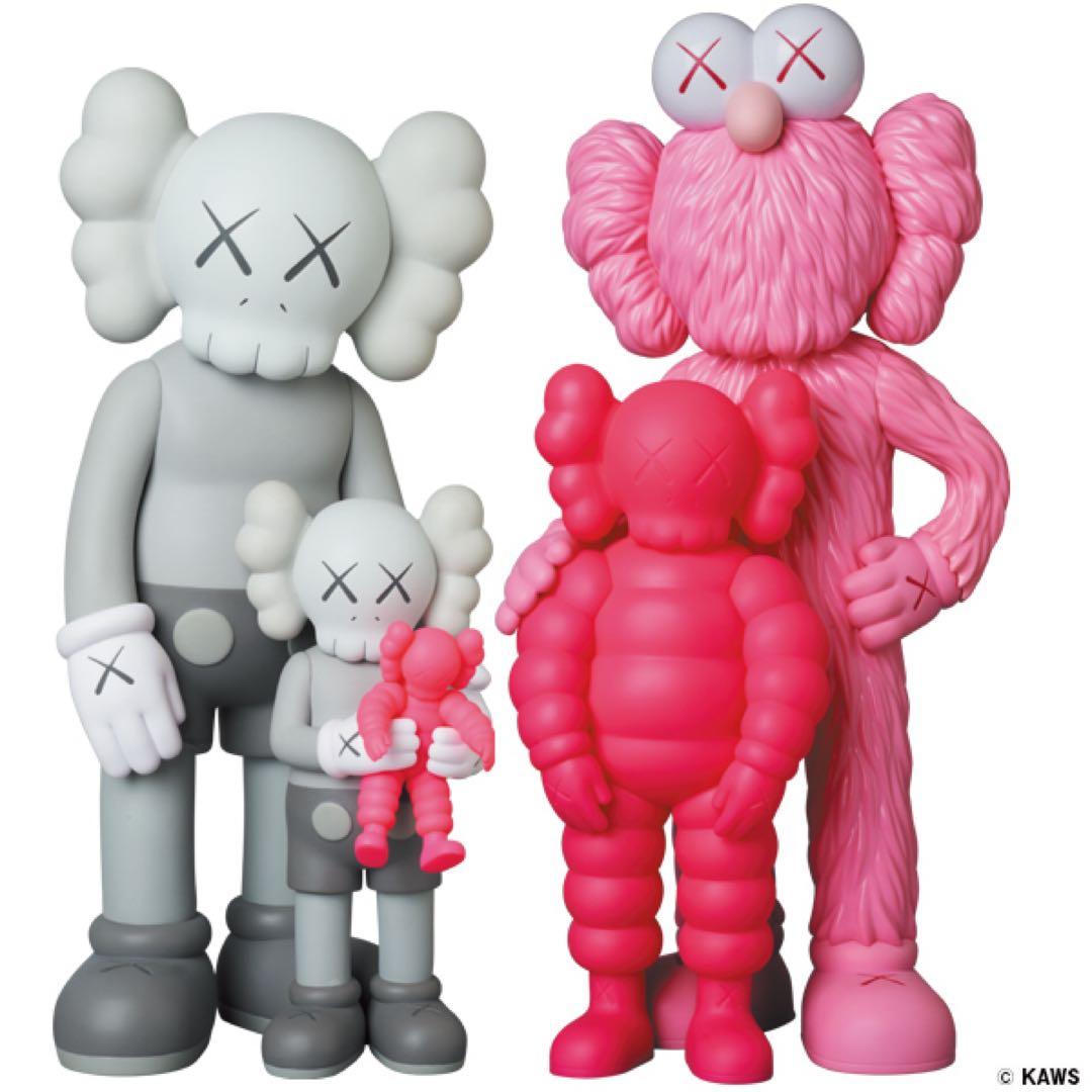 KAWS familyカウズファミリー ピンク×グレーver メディコムトイ