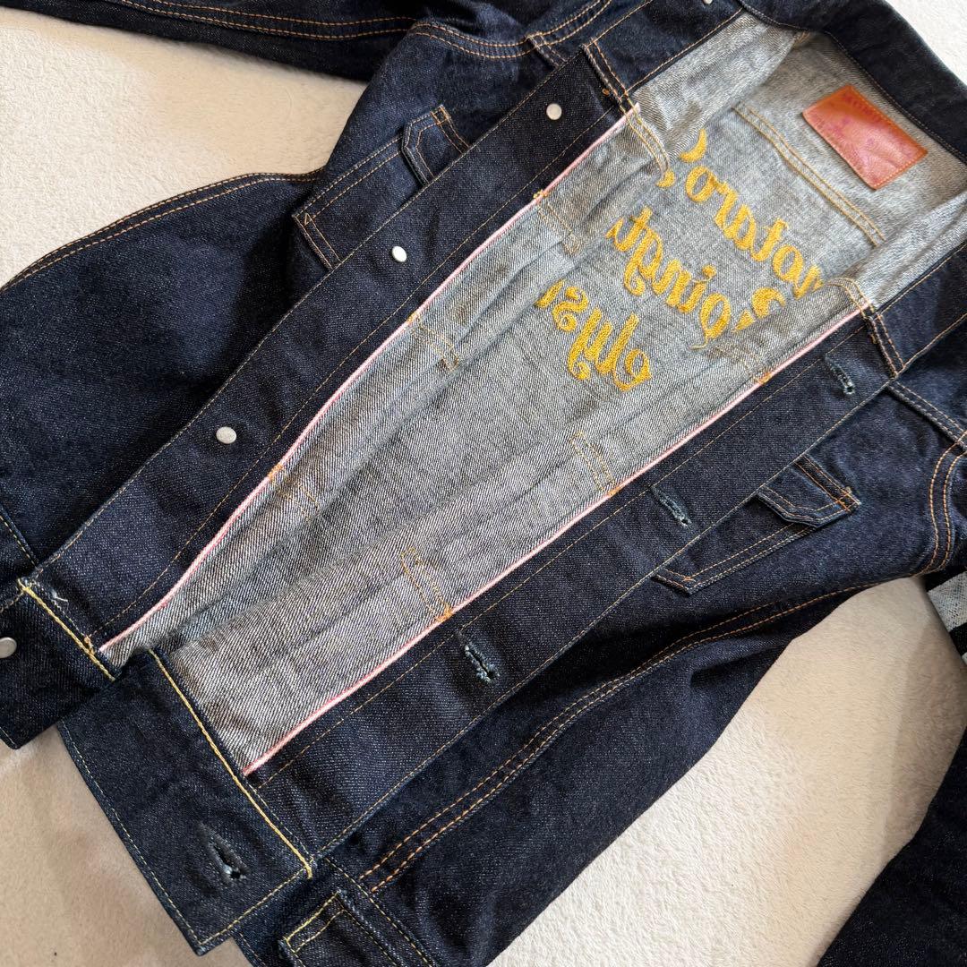 桃太郎ジーンズ　デニムジャケット　出陣　赤耳　濃紺　バック刺繍　日本製　XL