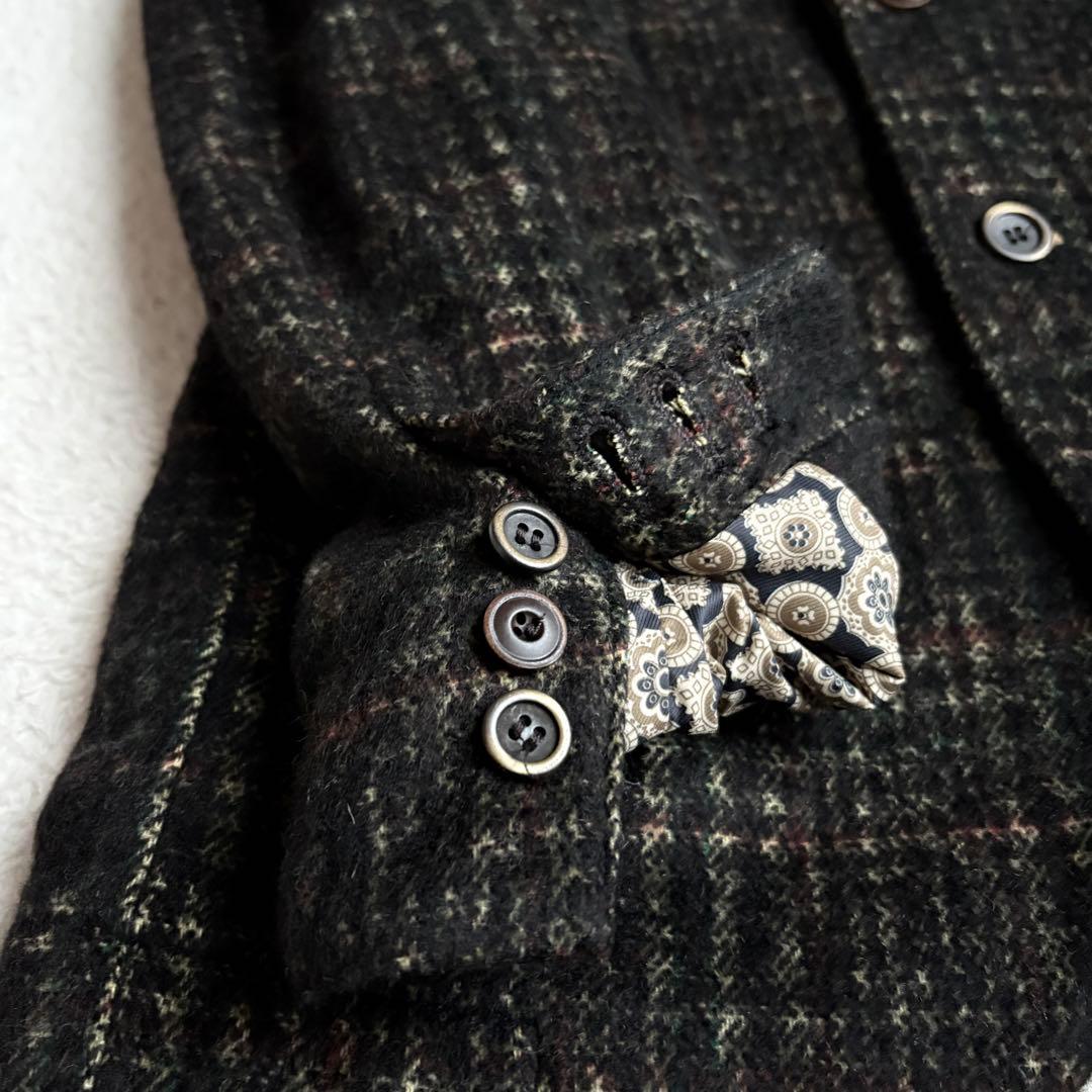 BOB テーラード　シングル　ウール　ブラウン系　チェック　ラペルピン　50